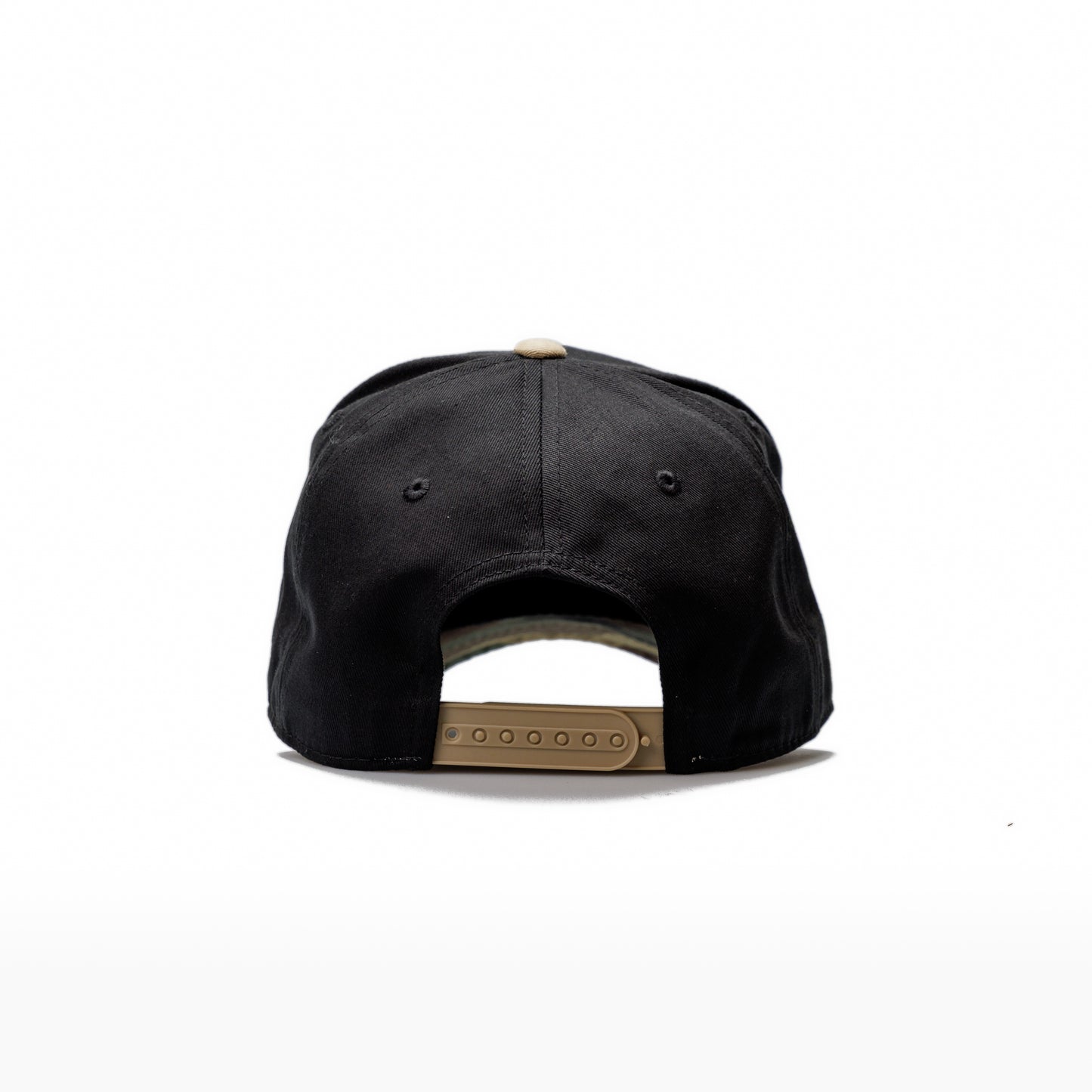 Black + Camo | 100% Cotton Snapback, Off-White with Camo Bill
