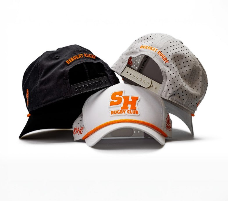 Sam Houston Rugby Performance Hat | White with Orange Rope | Pre-curved Snapback