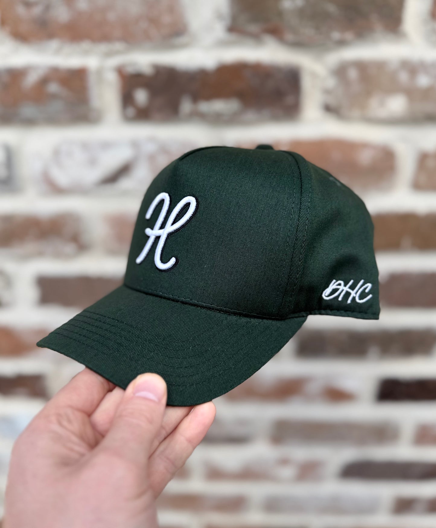 The 'H' | Forest Green with White + Black Outline H | Pre-curved Snapback *NEW RELEASE*