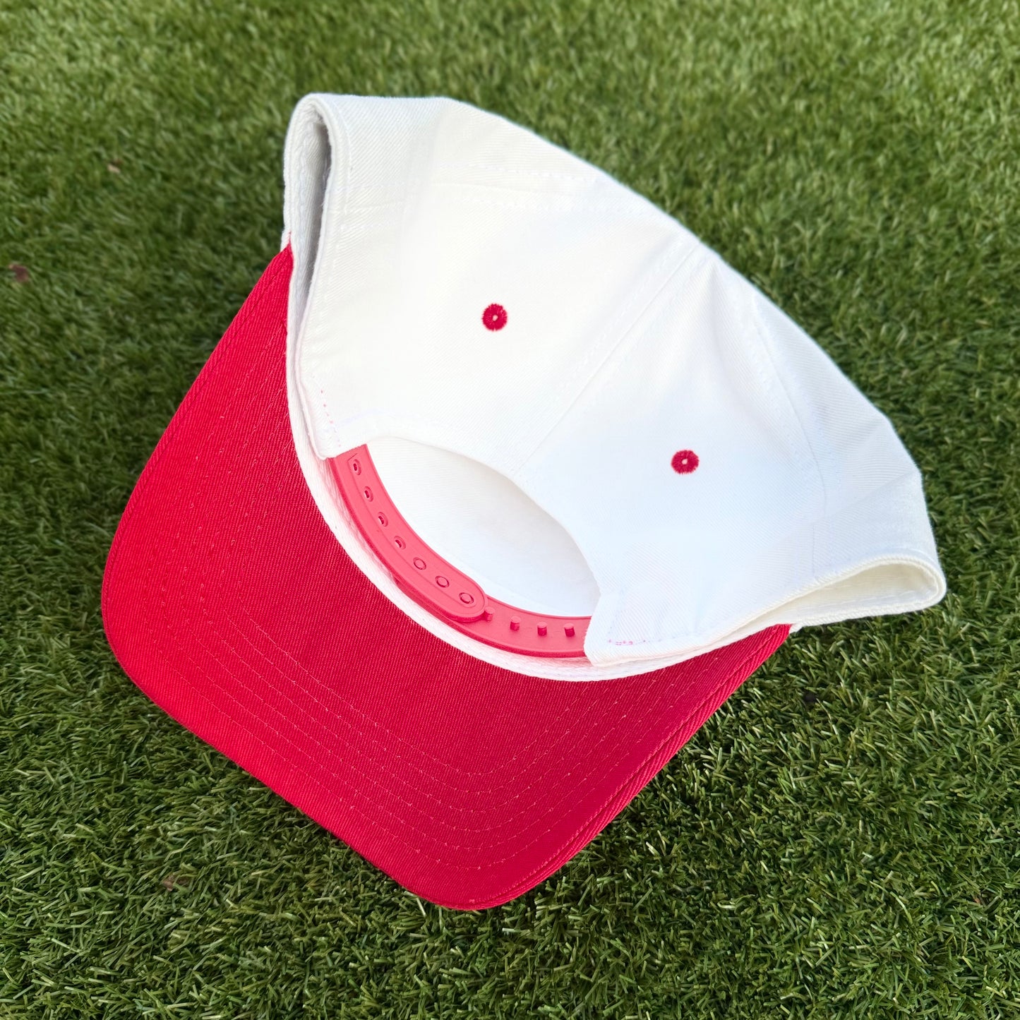 MERRY Christmas | Two-Tone White with Red & Green Stitching | Pre-curved Snapback