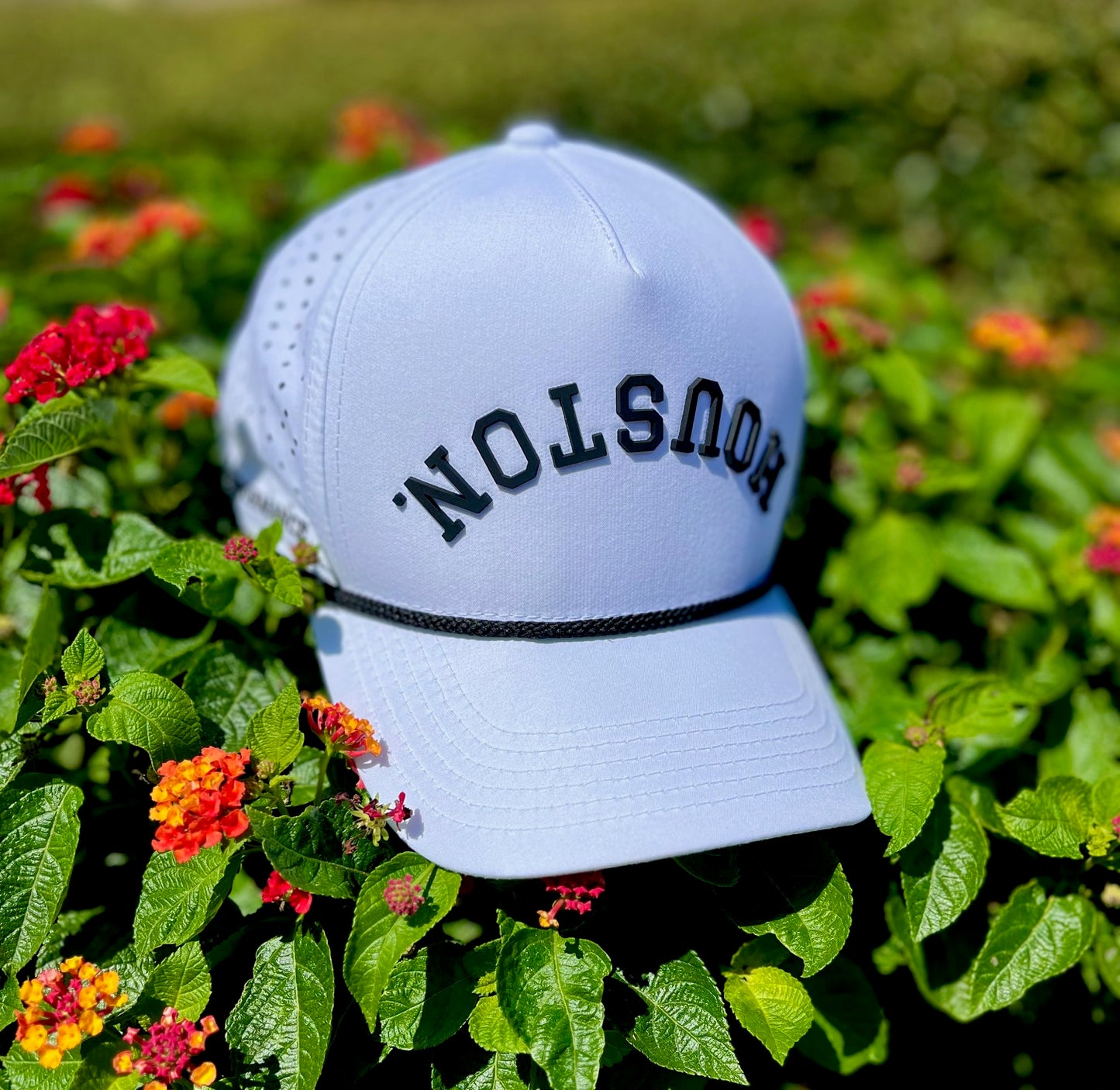 White Performance | White with Black Silicone Snapback with Rope | Style Pre-curved Snapback