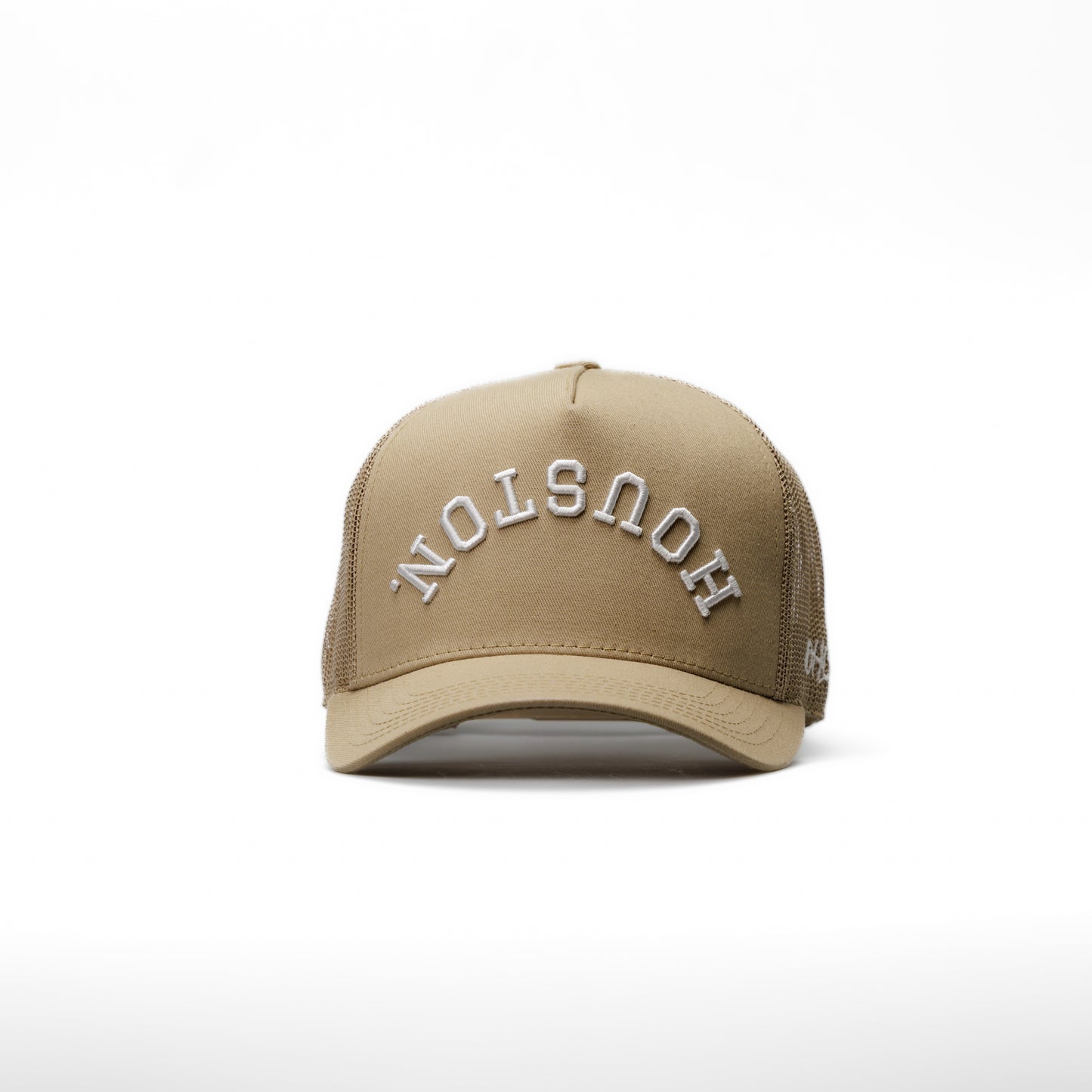 Tan Trucker | Nude with Off-White Stitching  Structured Trucker| Pre-curved Snapback
