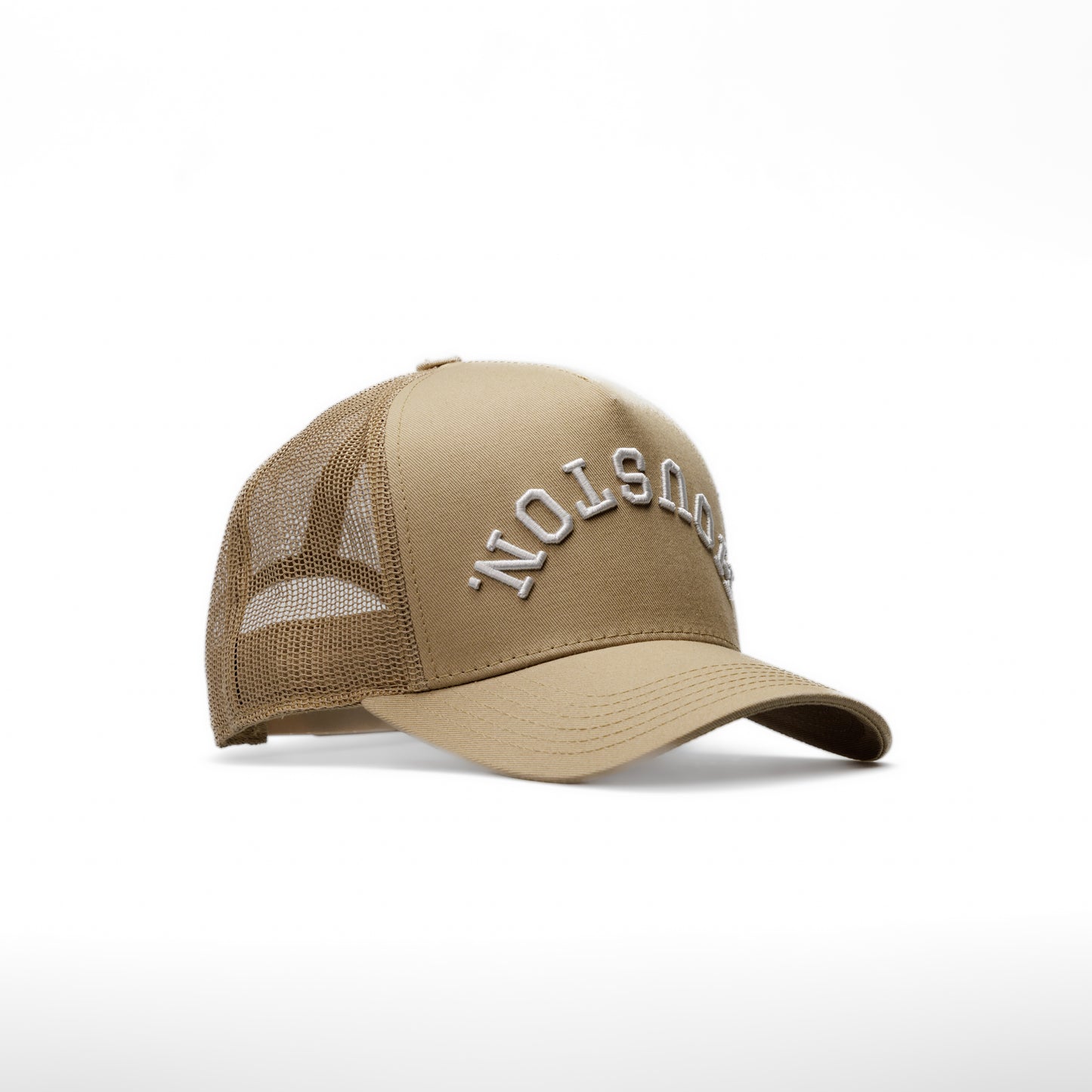 Tan Trucker | Nude with Off-White Stitching  Structured Trucker| Pre-curved Snapback
