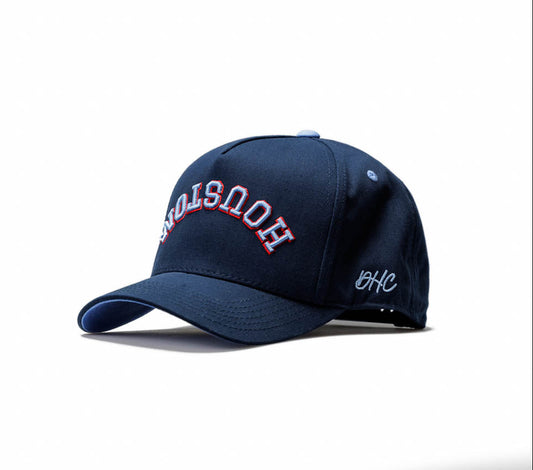 Modern - Navy with Red & Sky Blue Stitching | Pre-curved Snapback