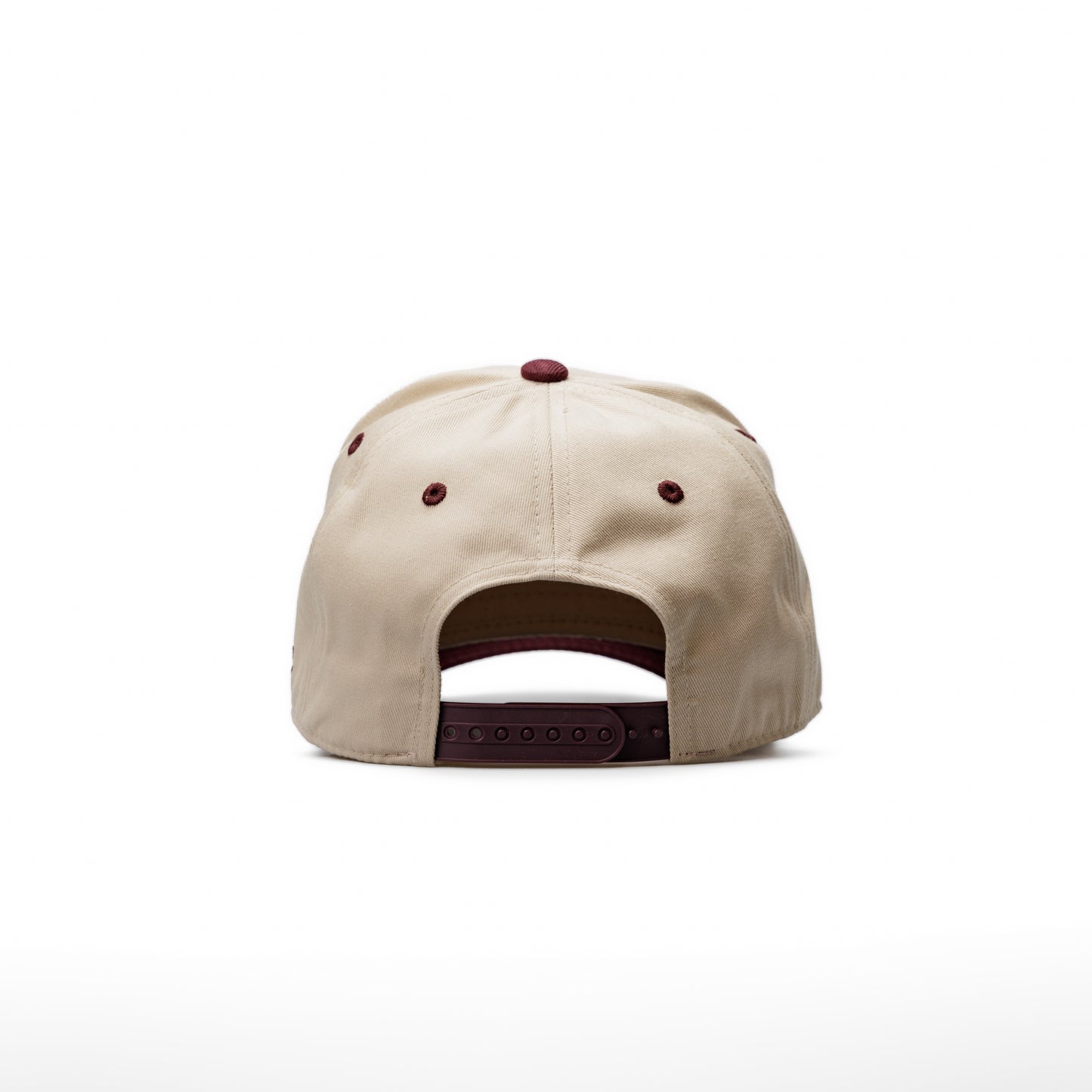 Whoop | Off-White & Maroon/Black  | 100% Cotton Snapback, Off-White with Camo Bill
