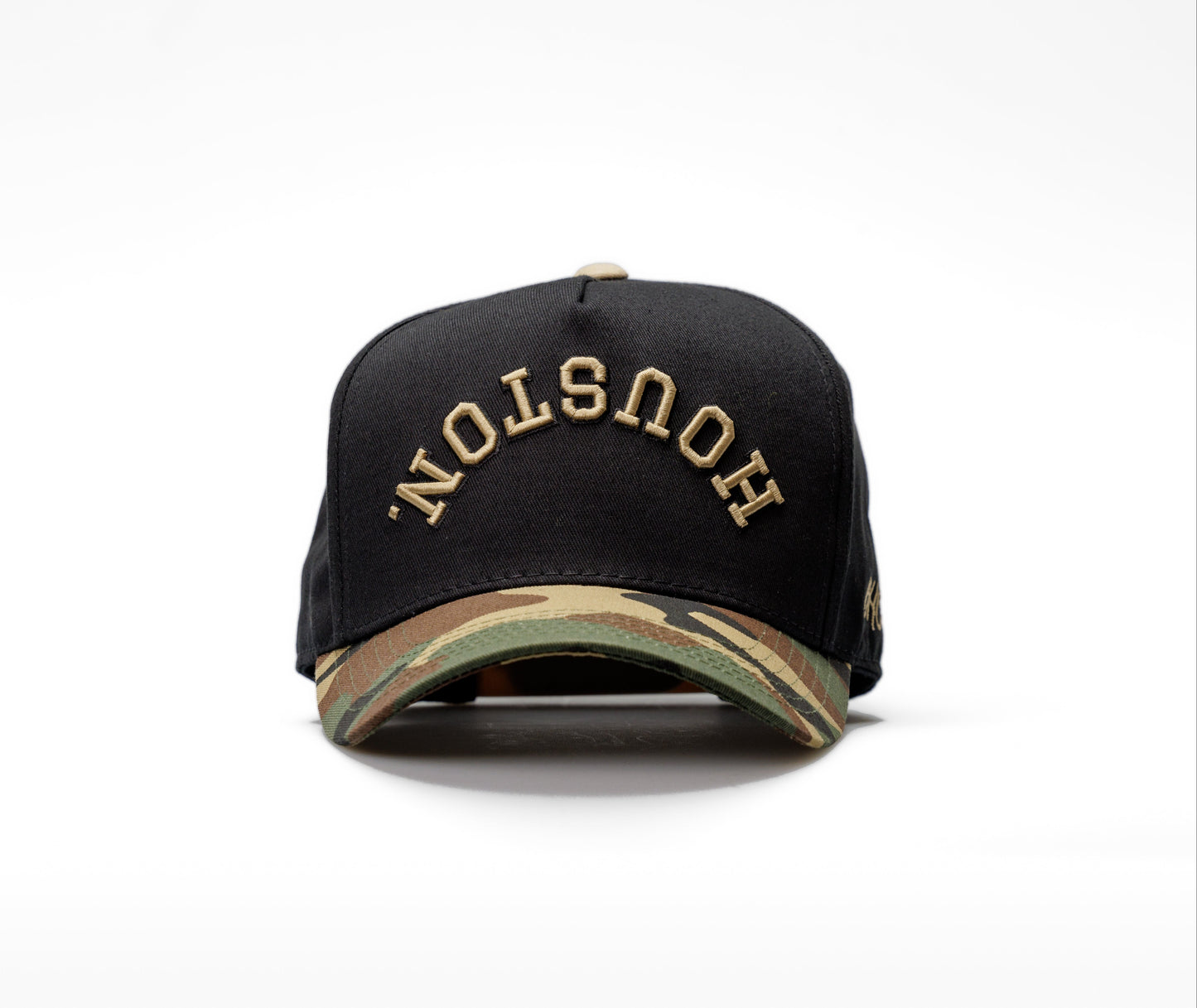 Black + Camo | 100% Cotton Snapback, Off-White with Camo Bill