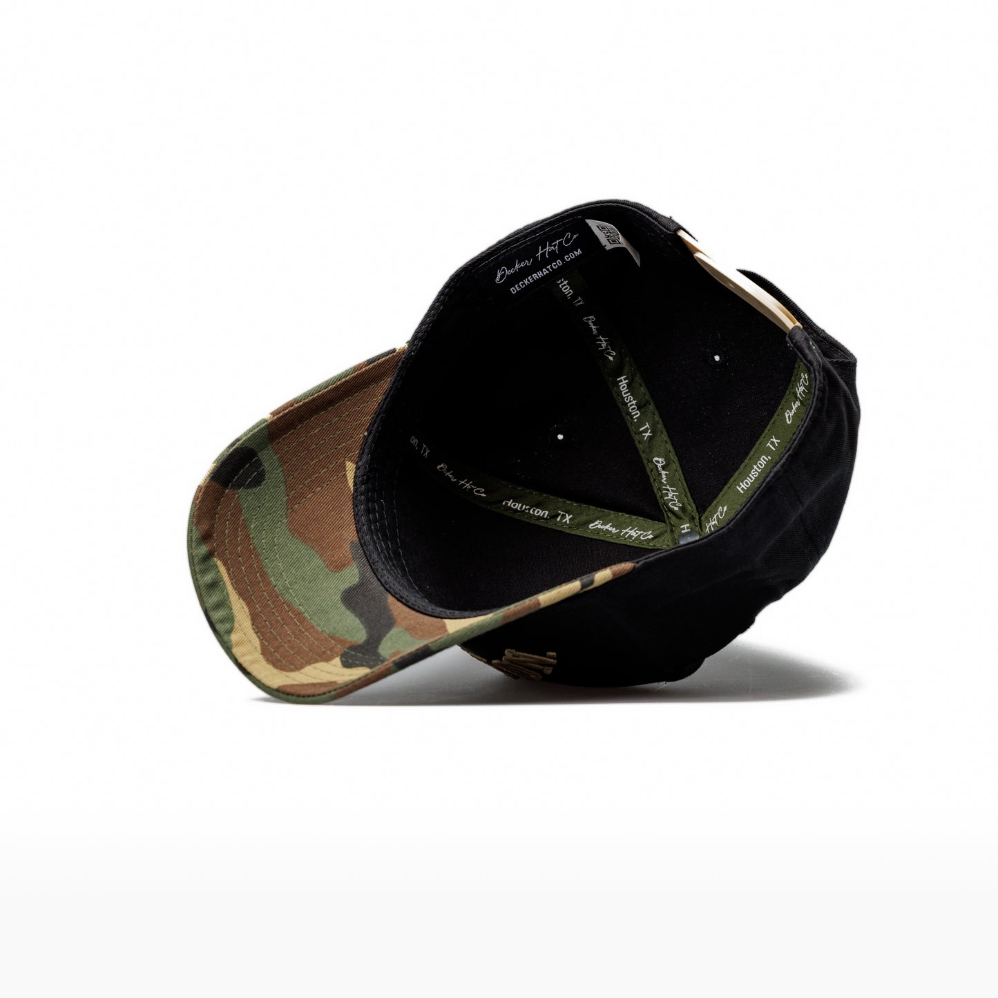 Black + Camo | 100% Cotton Snapback, Off-White with Camo Bill