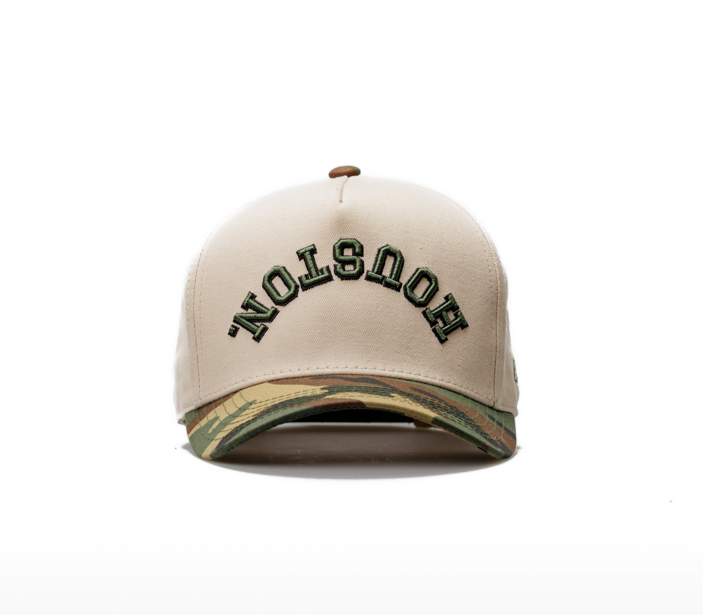 Off-White + Camo | 100% Cotton Snapback, Off-White with Camo Bill