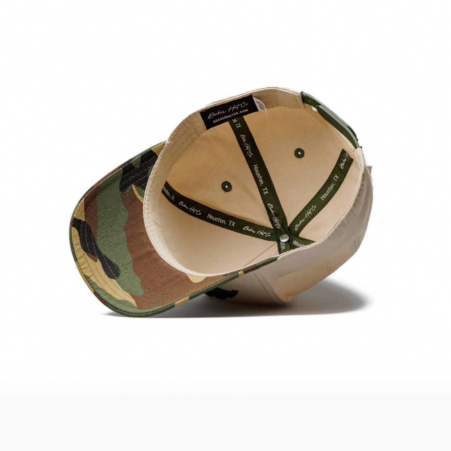 Off-White + Camo | 100% Cotton Snapback, Off-White with Camo Bill