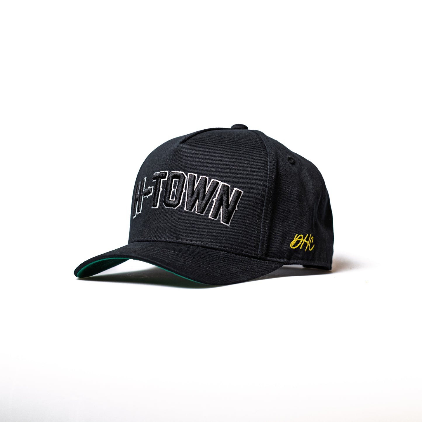 H-TOWN | Black Monochrome with White | Pre-curved Snapback