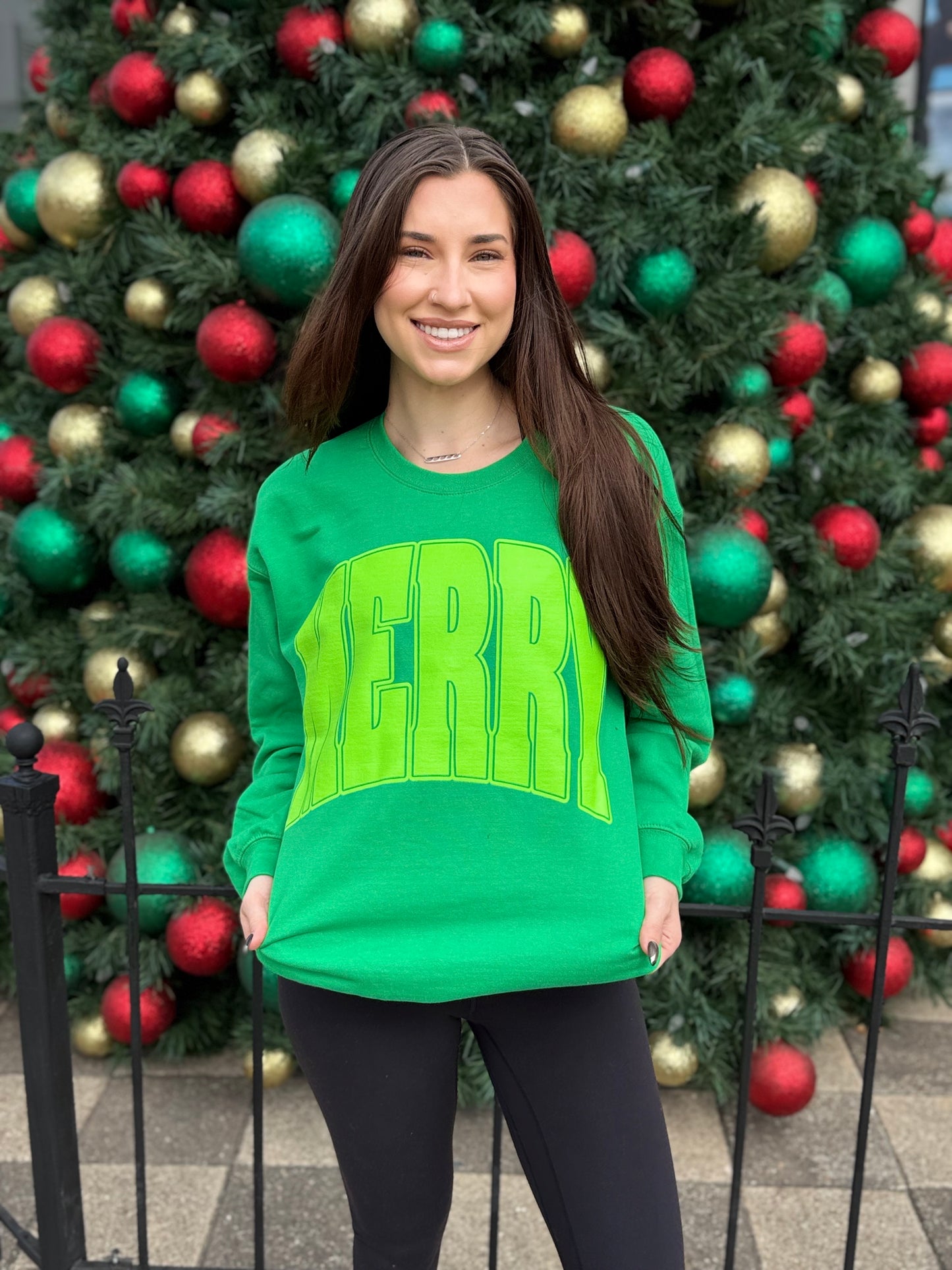 MERRY Sweatshirt | Green with Neon | Christmas Collection - LIVE NOW