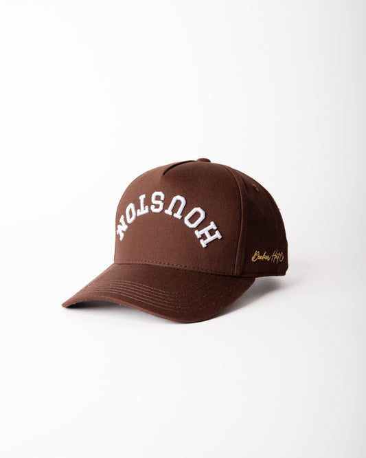 BROWN | Brown with White Stitching | Pre-curved Snapback