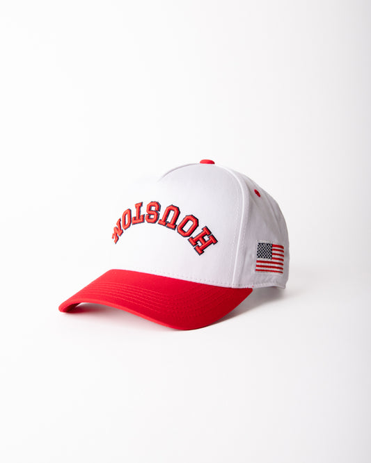 Patriotic Red | White with Navy & Red Stitching Two-Tone |  Pre-curved Snapback