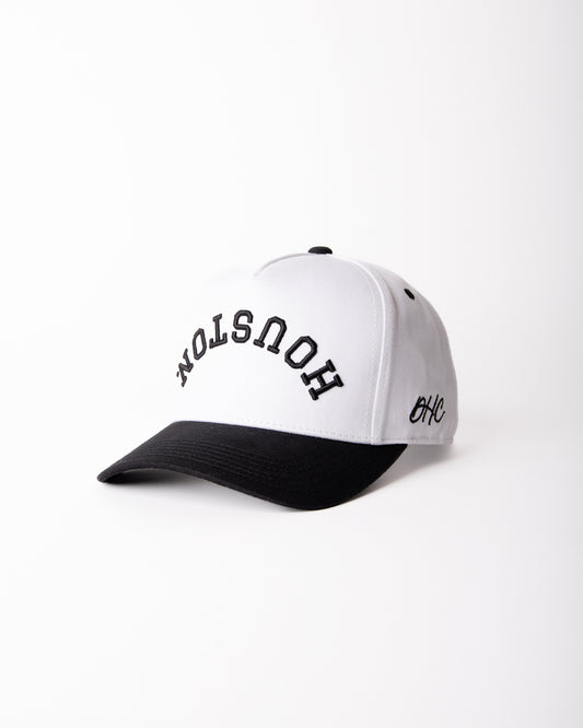 White with Black Stitching | Panda | Pre-curved Snapback