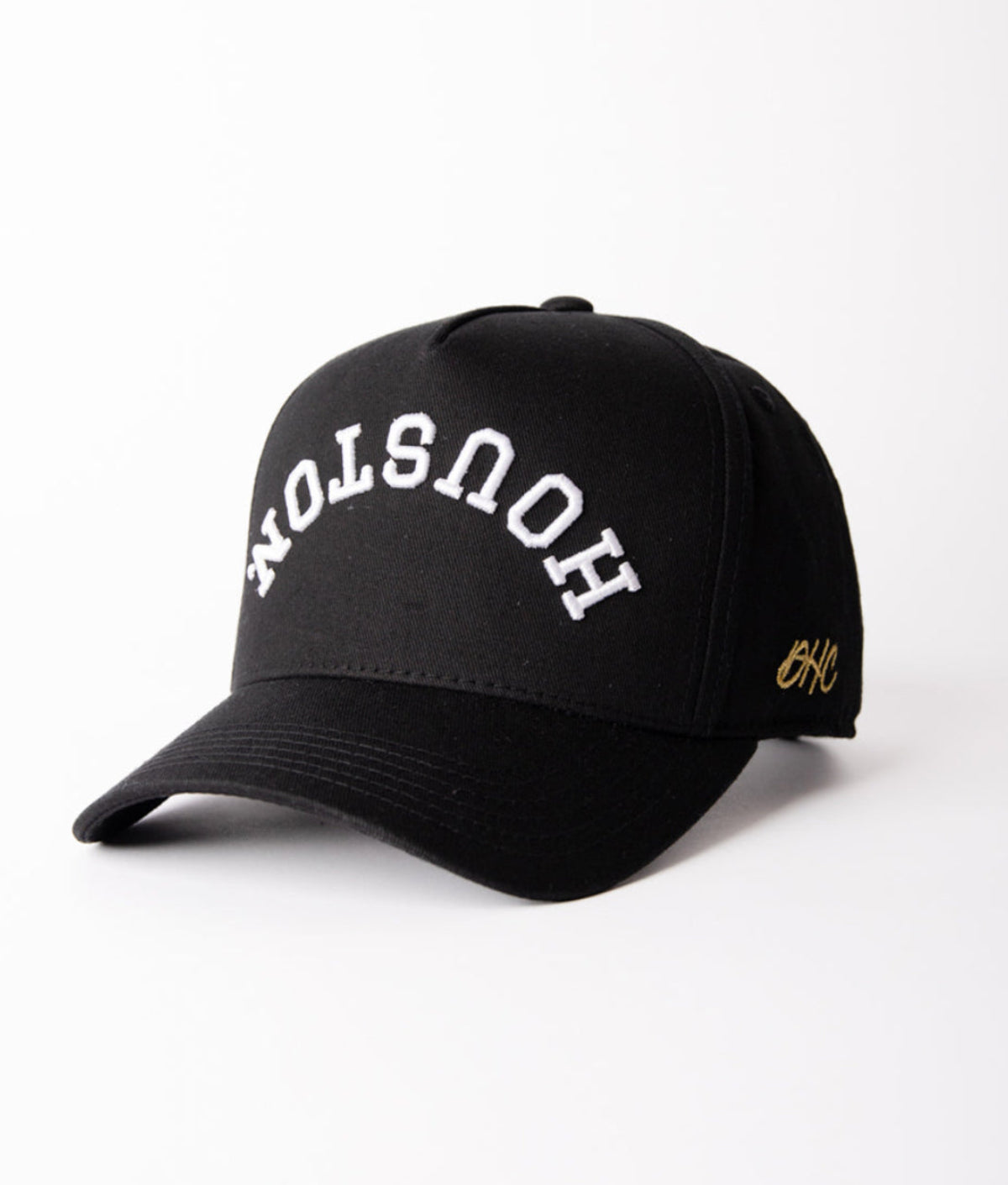 Black with White Stitching | Pre-curved Snapback