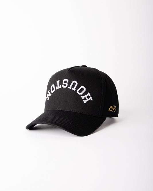 Black with White Stitching | Pre-curved Snapback