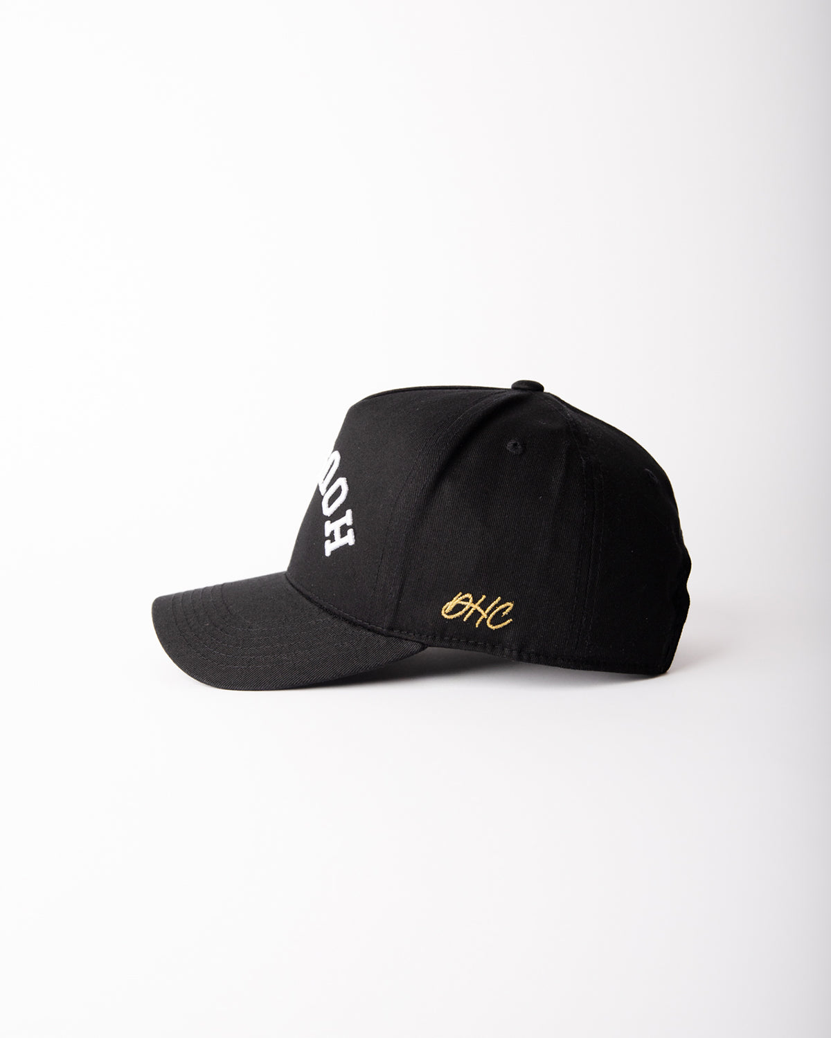 Black with White Stitching | Pre-curved Snapback