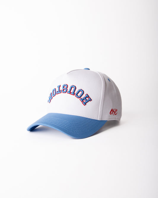 Retro - Sky Blue & Red Outline | Pre-curved Snapback