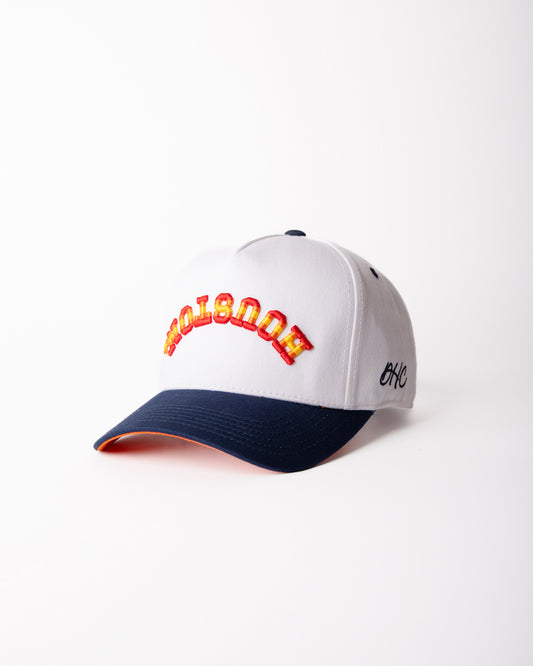 RETRO LAYERED | White with Navy | Pre-curved Snapback