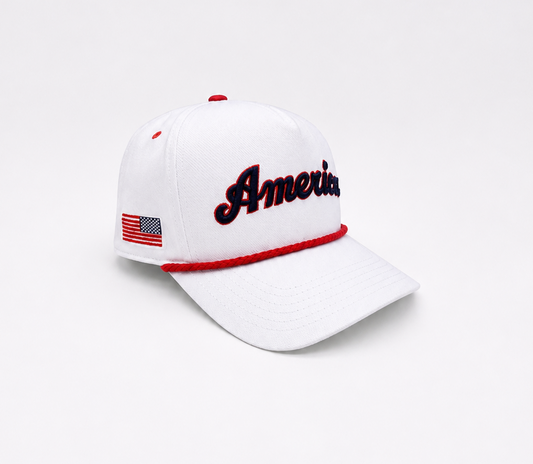 America - Patriot Collection | White with Red Rope & Blue | Pre-curved Snapback