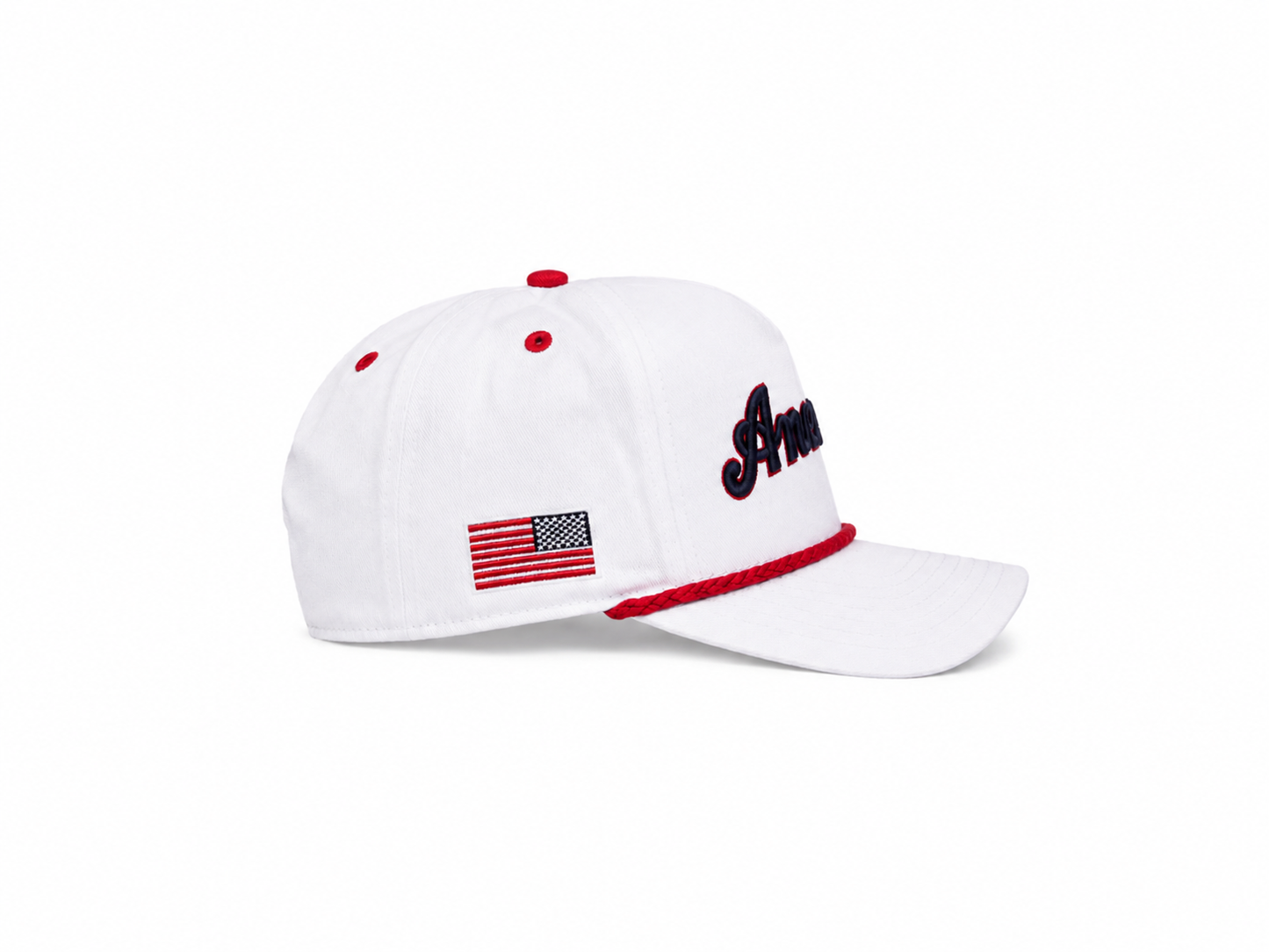 America - Patriot Collection | White with Red Rope & Blue | Pre-curved Snapback