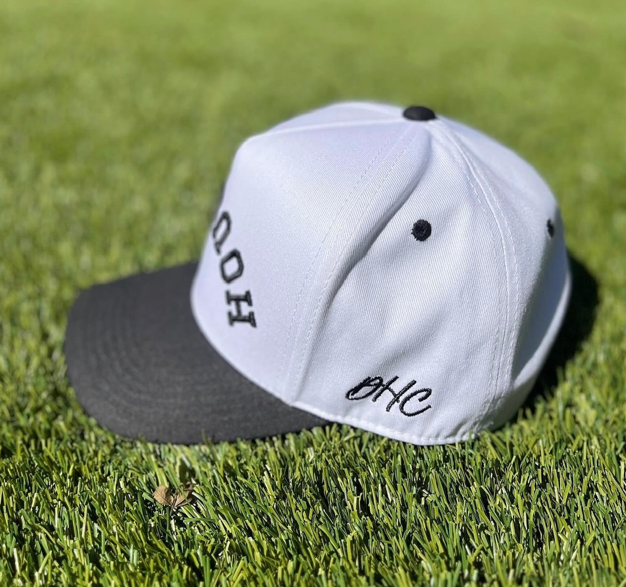 White with Black Stitching | Panda | Pre-curved Snapback