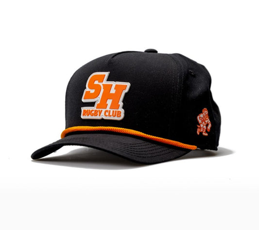 Sam Houston Rugby Performance Hat | Black with Orange Rope | Pre-curved Snapback