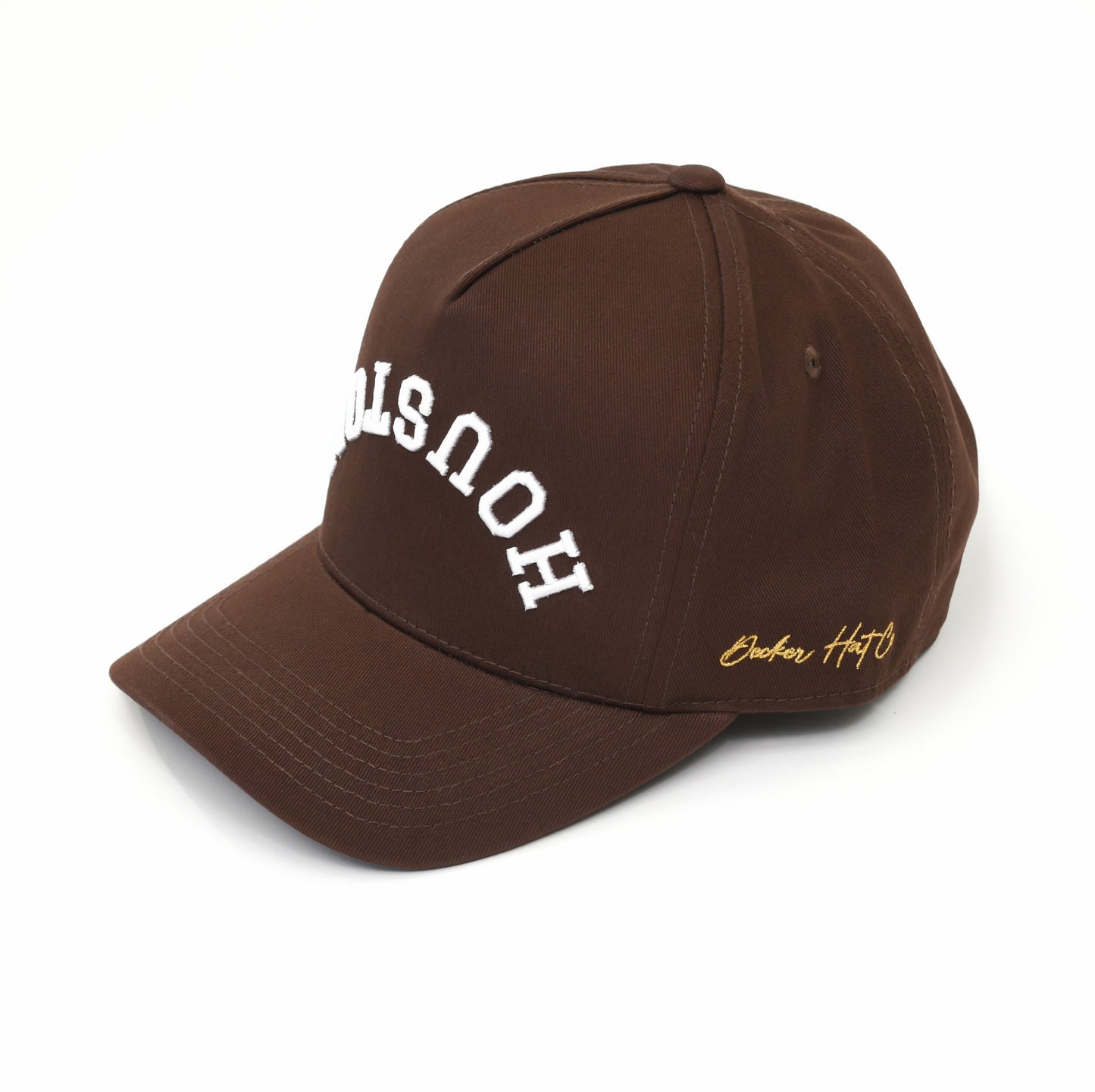 Brown with White Stitching | Pre-curved Snapback