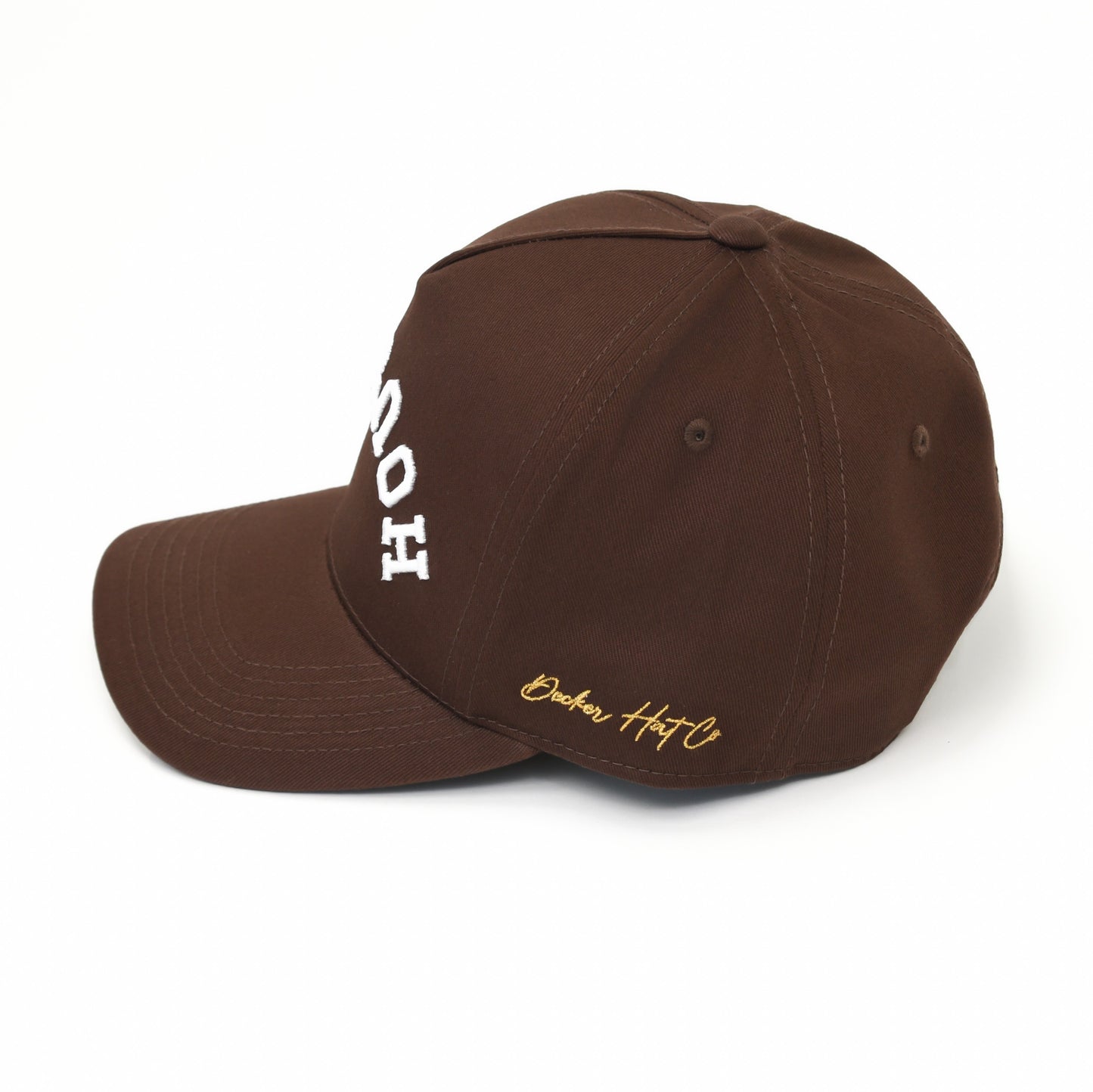 Brown with White Stitching | Pre-curved Snapback