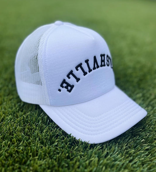 Monkee's of Brentwood | NASHVILLE. Custom White Foam Trucker Hat | Pre-Curved Snapback