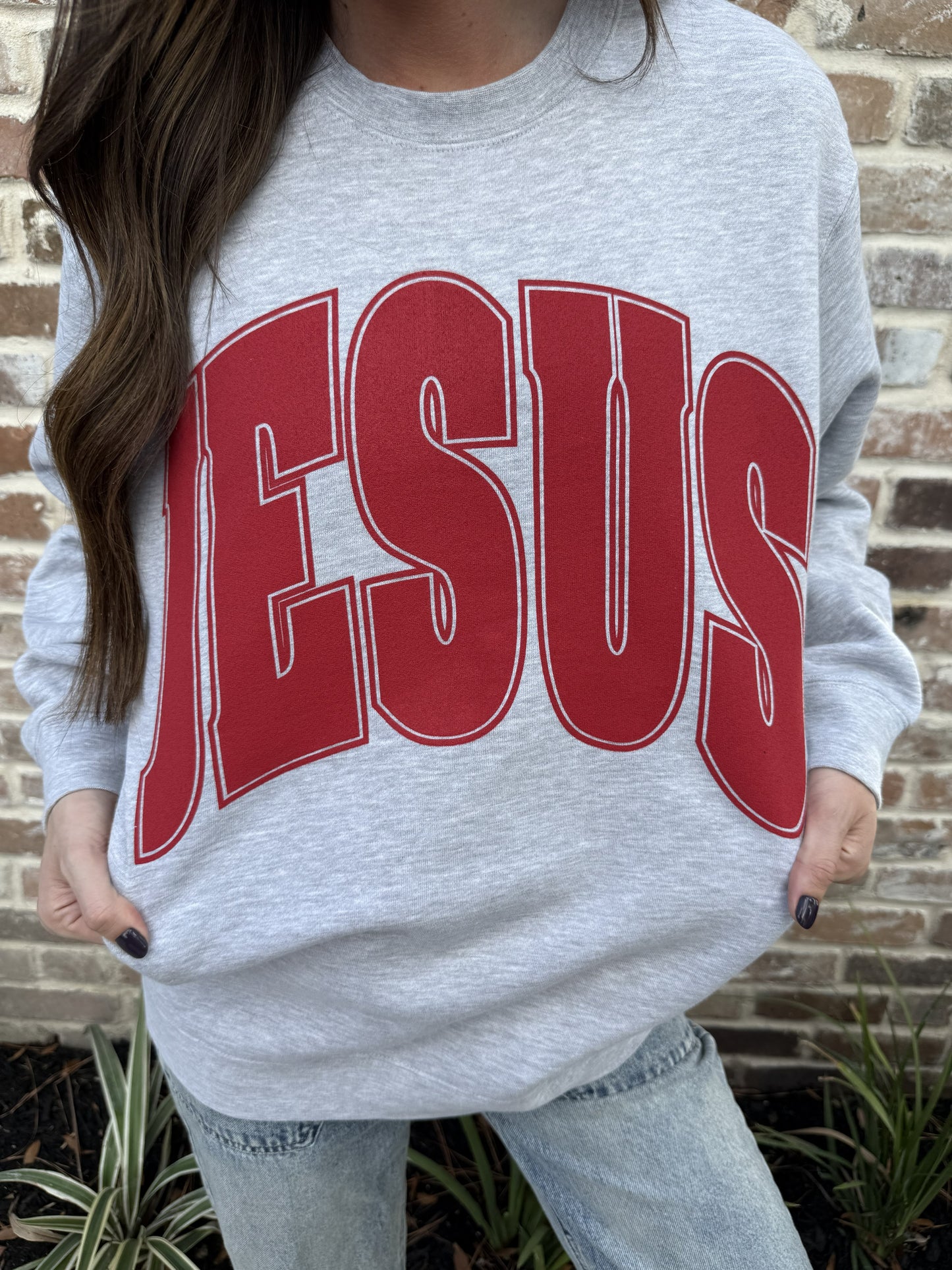 JESUS Sweatshirt | Gray with Red | Christmas Collection - LIVE NOW