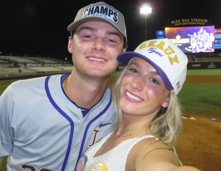 GEAUX Tigers | Cream & Purple with Yellow | Pre-curved Snapback