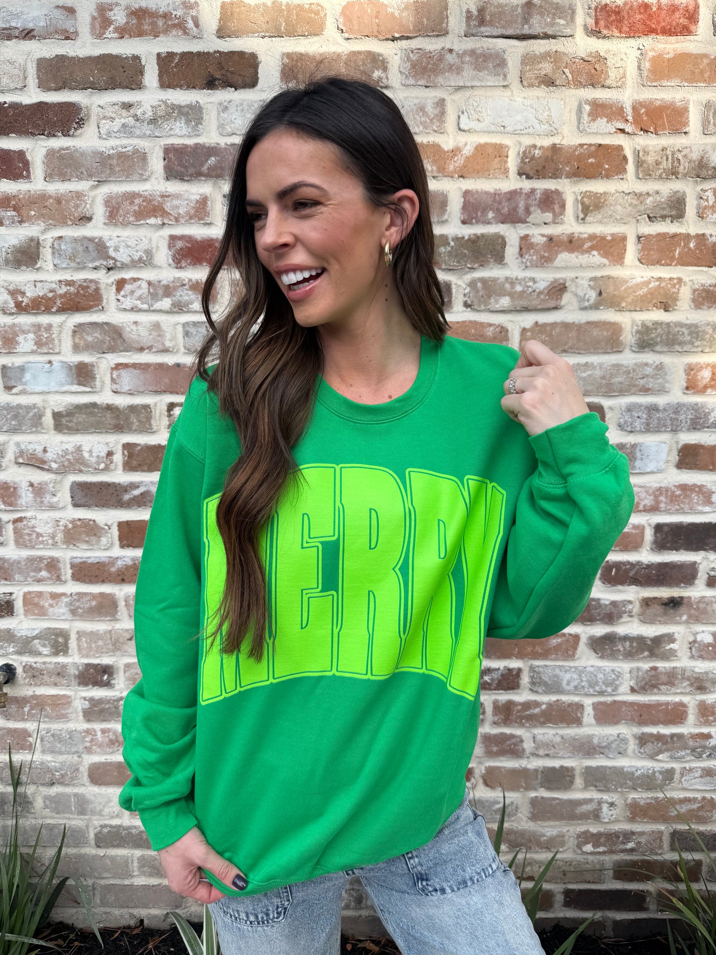 MERRY Sweatshirt | Green with Neon | Christmas Collection - LIVE NOW