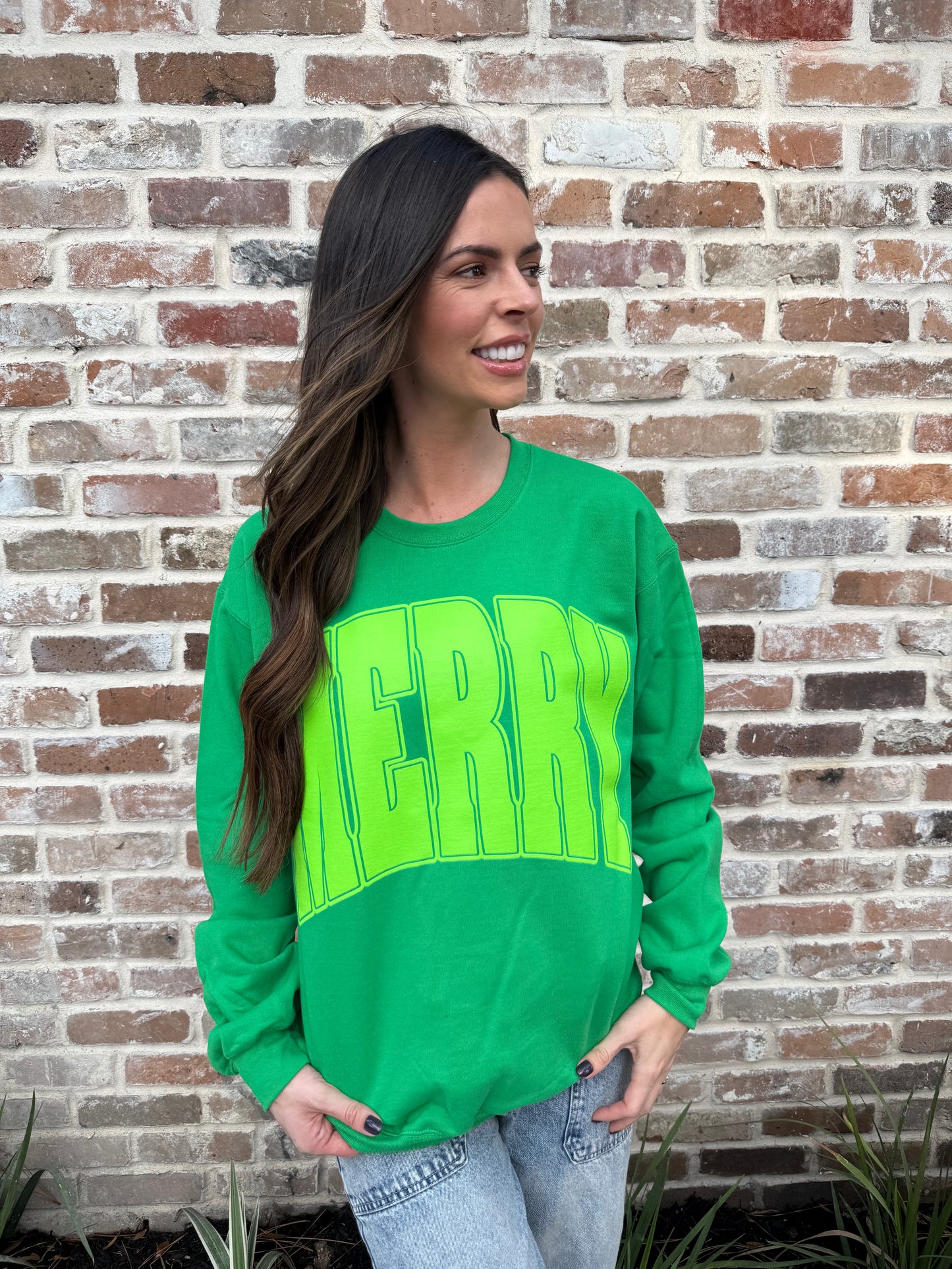MERRY Sweatshirt | Green with Neon | Christmas Collection - LIVE NOW