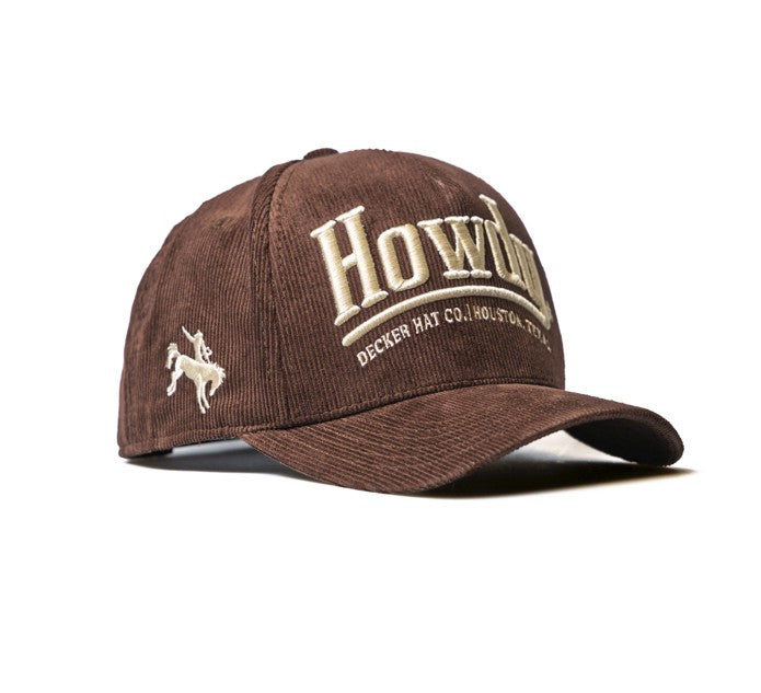 HOWDY - Rodeo Collection | Brown Corduroy + Off-White Stitching | Pre-curved Snapback