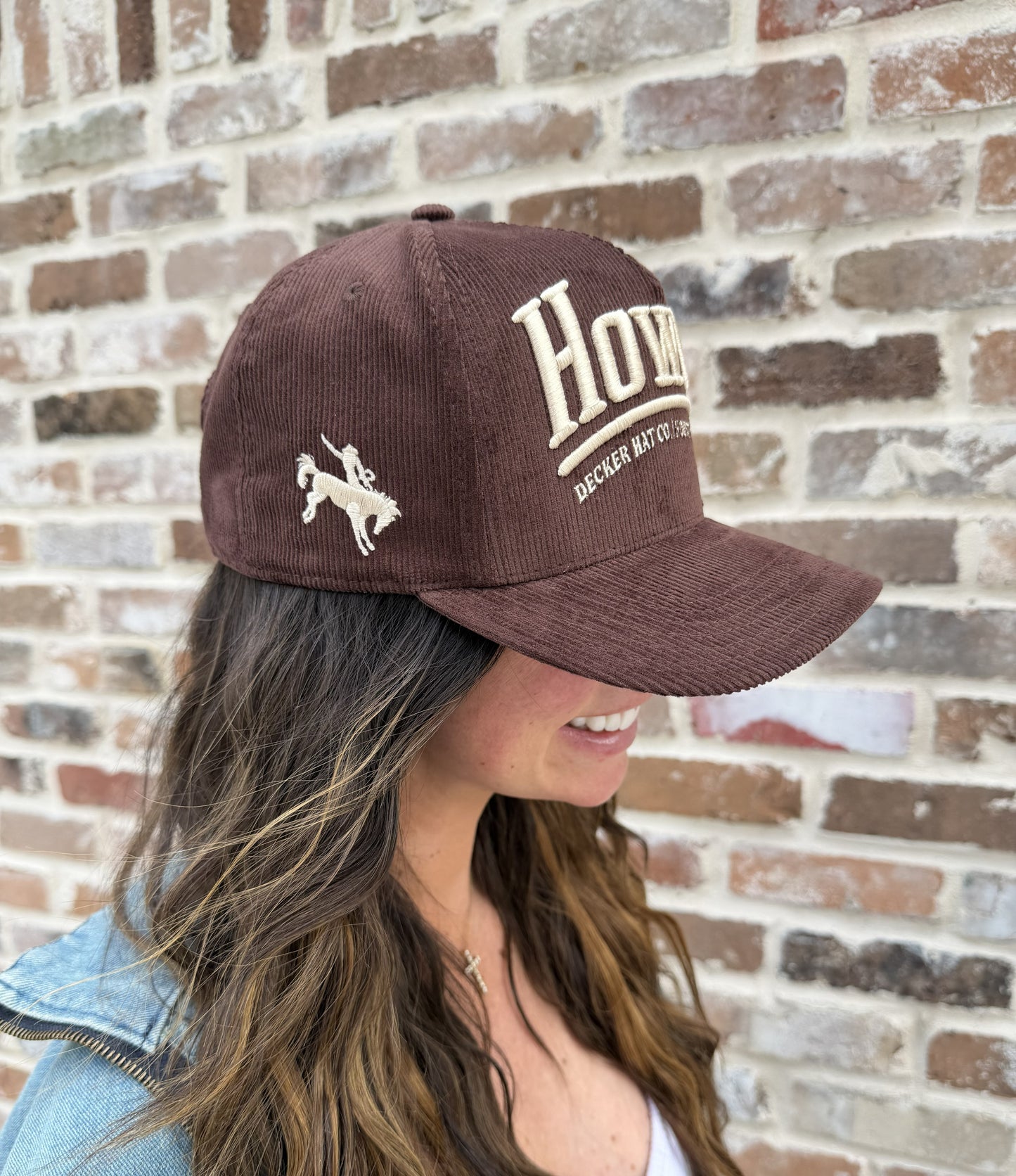 HOWDY - Rodeo Collection | Brown Corduroy + Off-White Stitching | Pre-curved Snapback