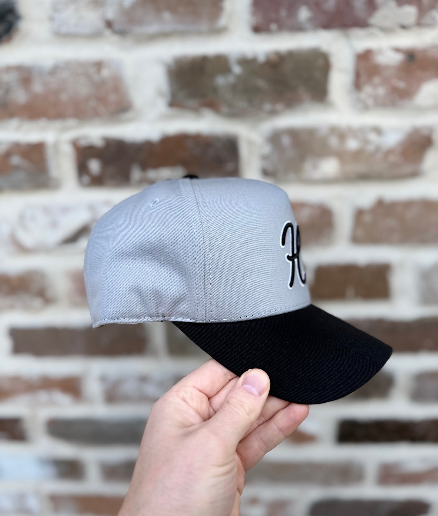 The 'H' | Gray with Black + White Outline H | Pre-curved Snapback *NEW RELEASE*