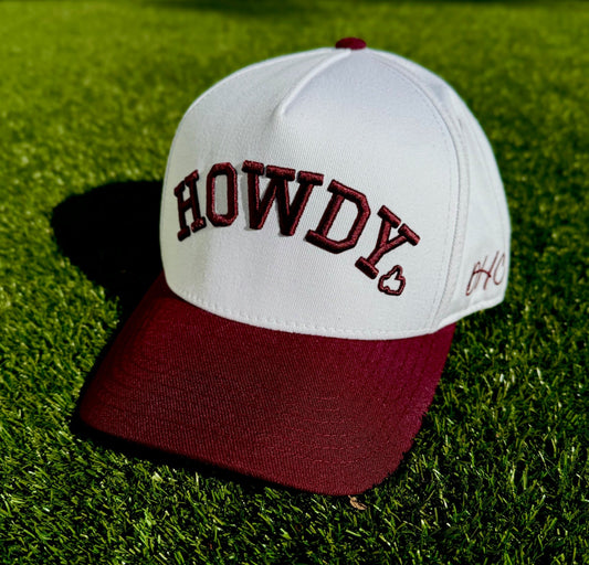 HOWDY TRUE Maroon & White Two-Tone | Pre-curved Snapback