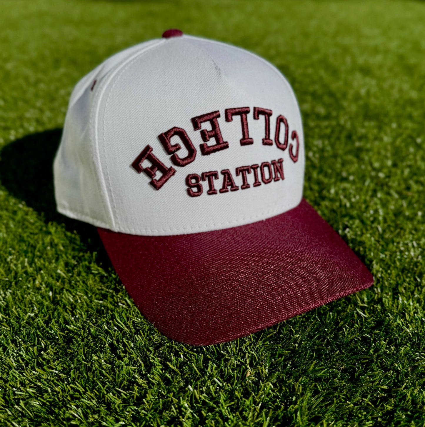 College Station TRUE Maroon & White Two-Tone | Pre-curved Snapback