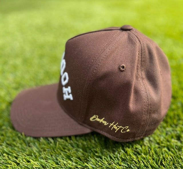 Brown with White Stitching | Pre-curved Snapback