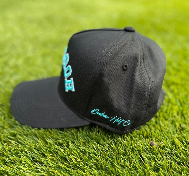 Black with Turquoise Stitching & White Outline  | Special Edition BE SOMEONE | Pre-curved Snapback