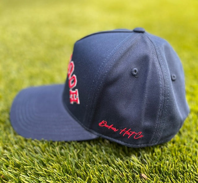 Navy with Red Stitching & Red Underbrim | Pre-curved Snapback