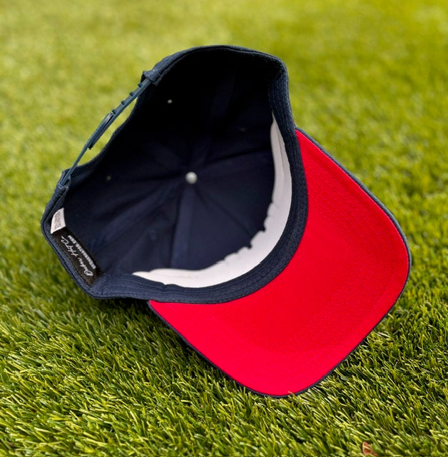 Navy with Red Stitching & Red Underbrim | Pre-curved Snapback