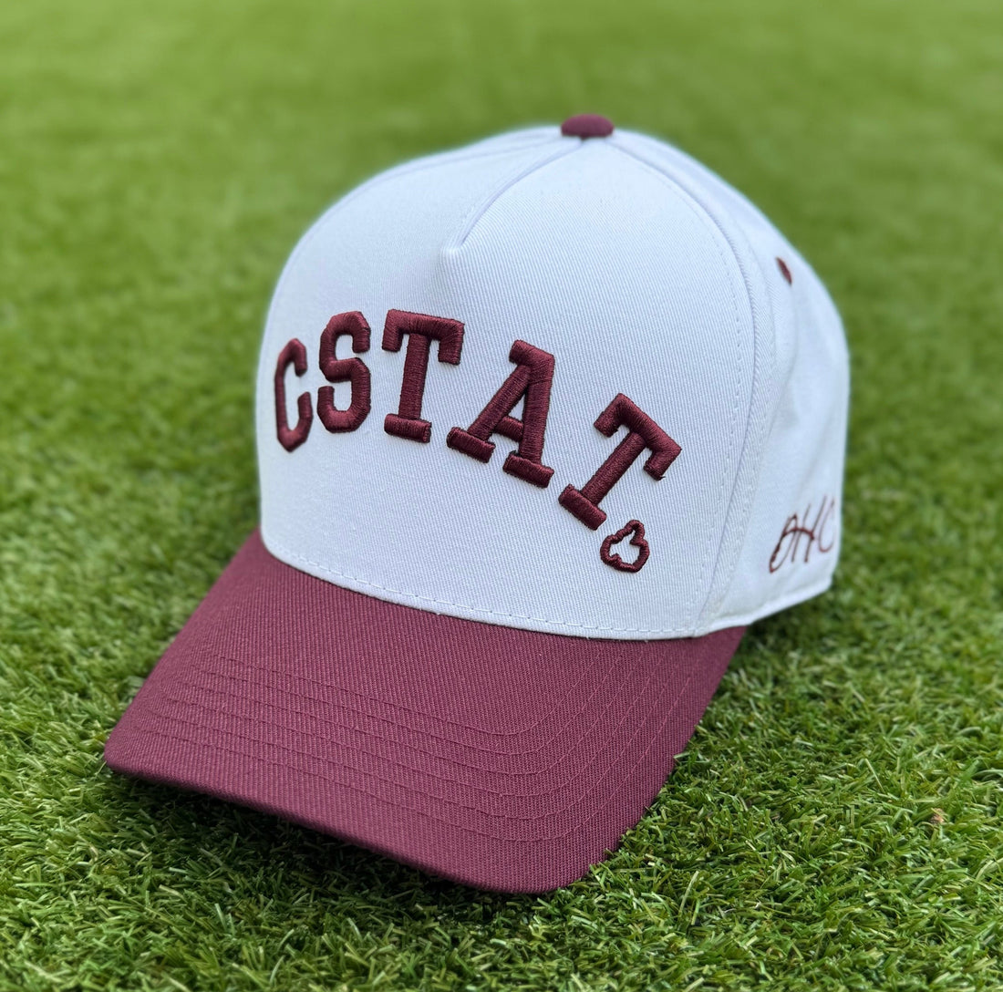 CSTAT TRUE Maroon & White Two-Tone | Pre-curved Snapback – Decker Hat Co