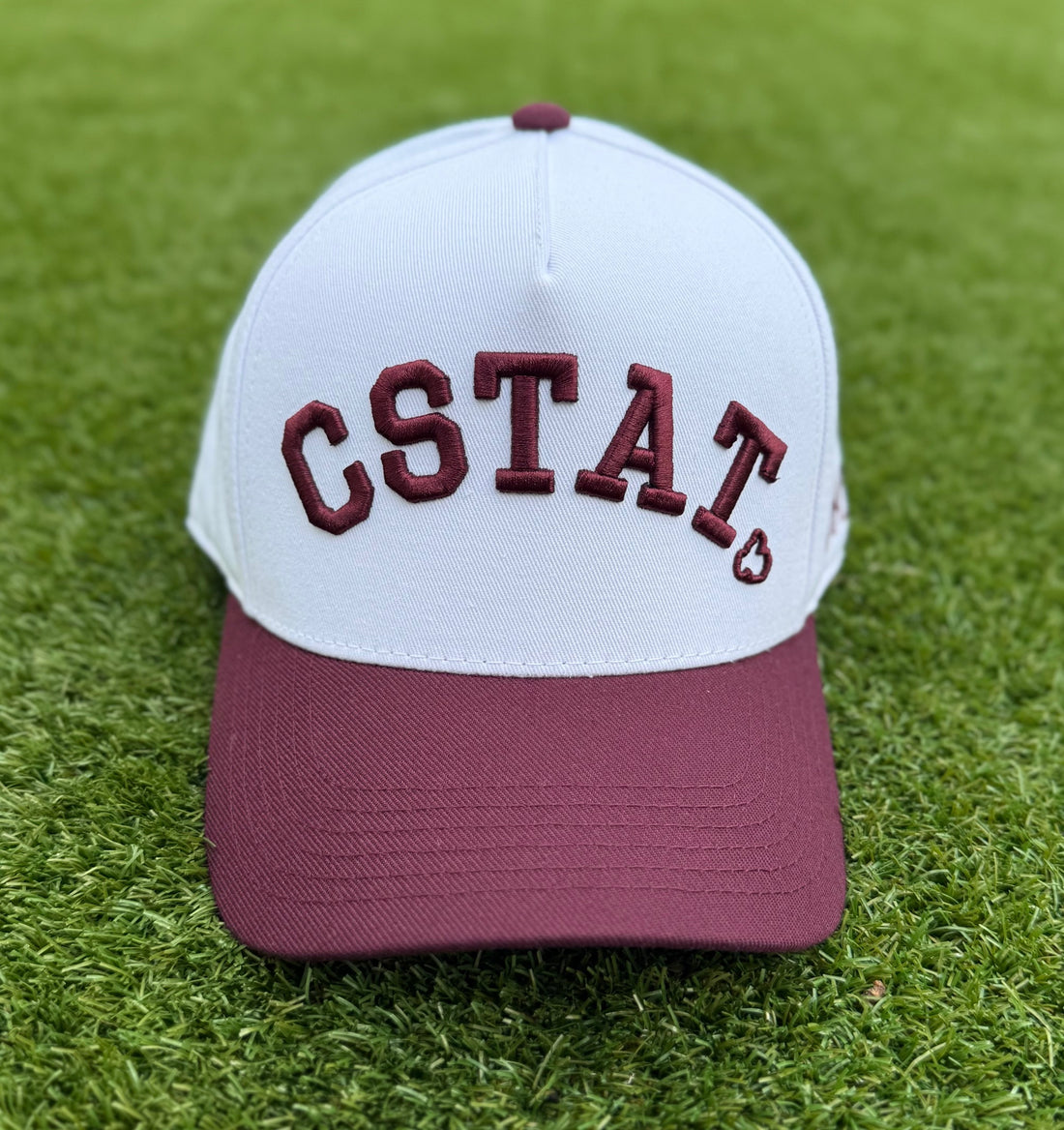 CSTAT TRUE Maroon & White Two-Tone | Pre-curved Snapback – Decker Hat Co