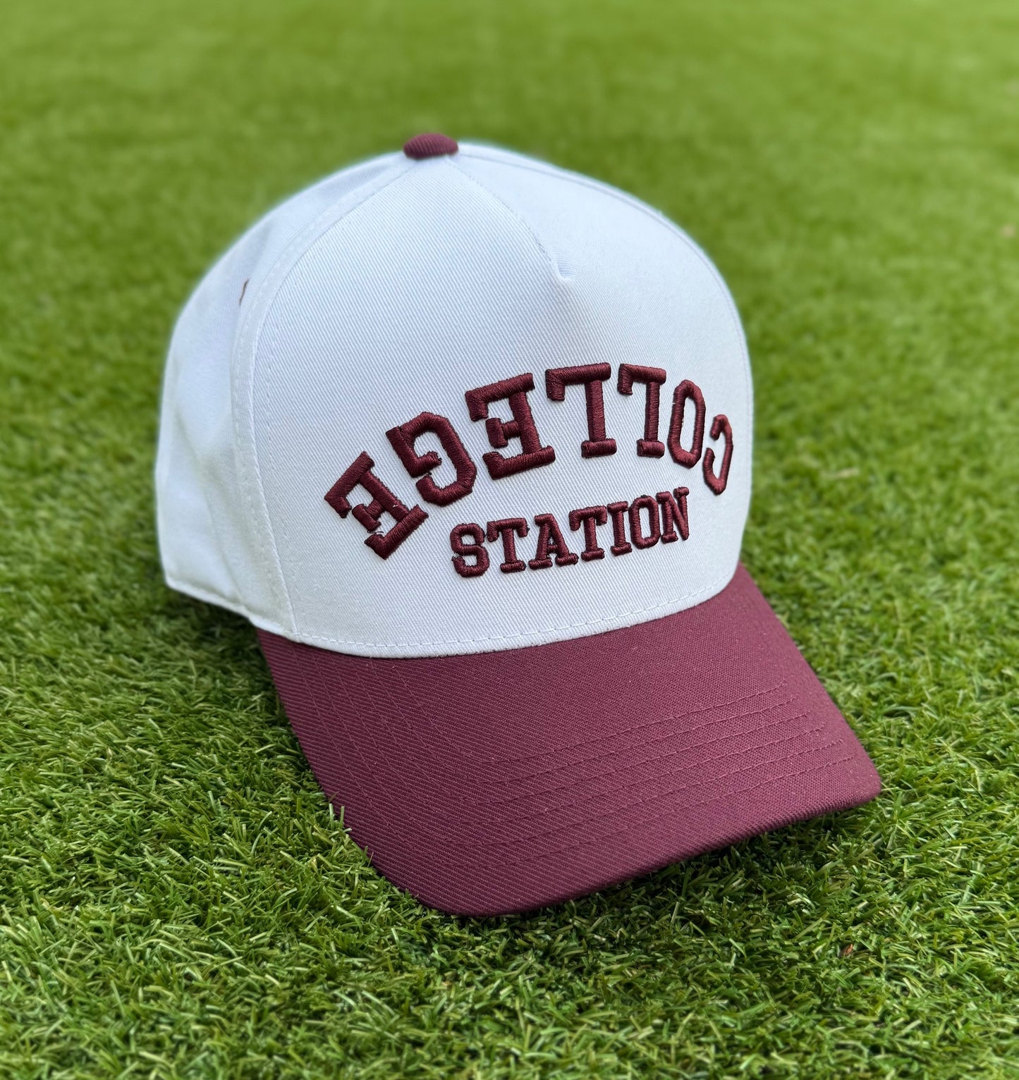 College Station TRUE Maroon & White Two-Tone | Pre-curved Snapback