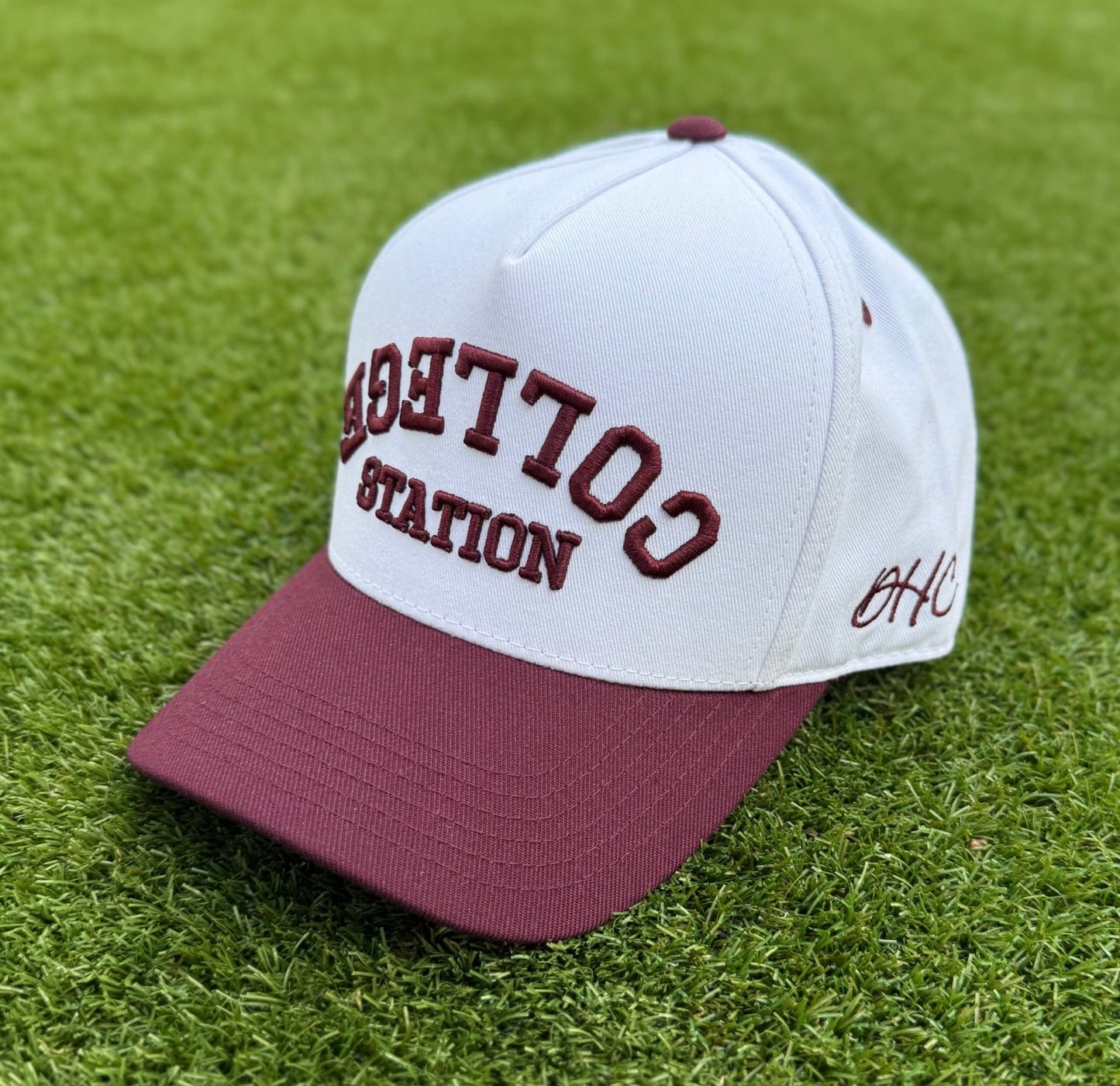 College Station TRUE Maroon & White Two-Tone | Pre-curved Snapback