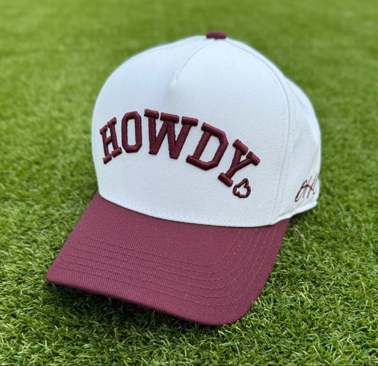 HOWDY TRUE Maroon & White Two-Tone | Pre-curved Snapback