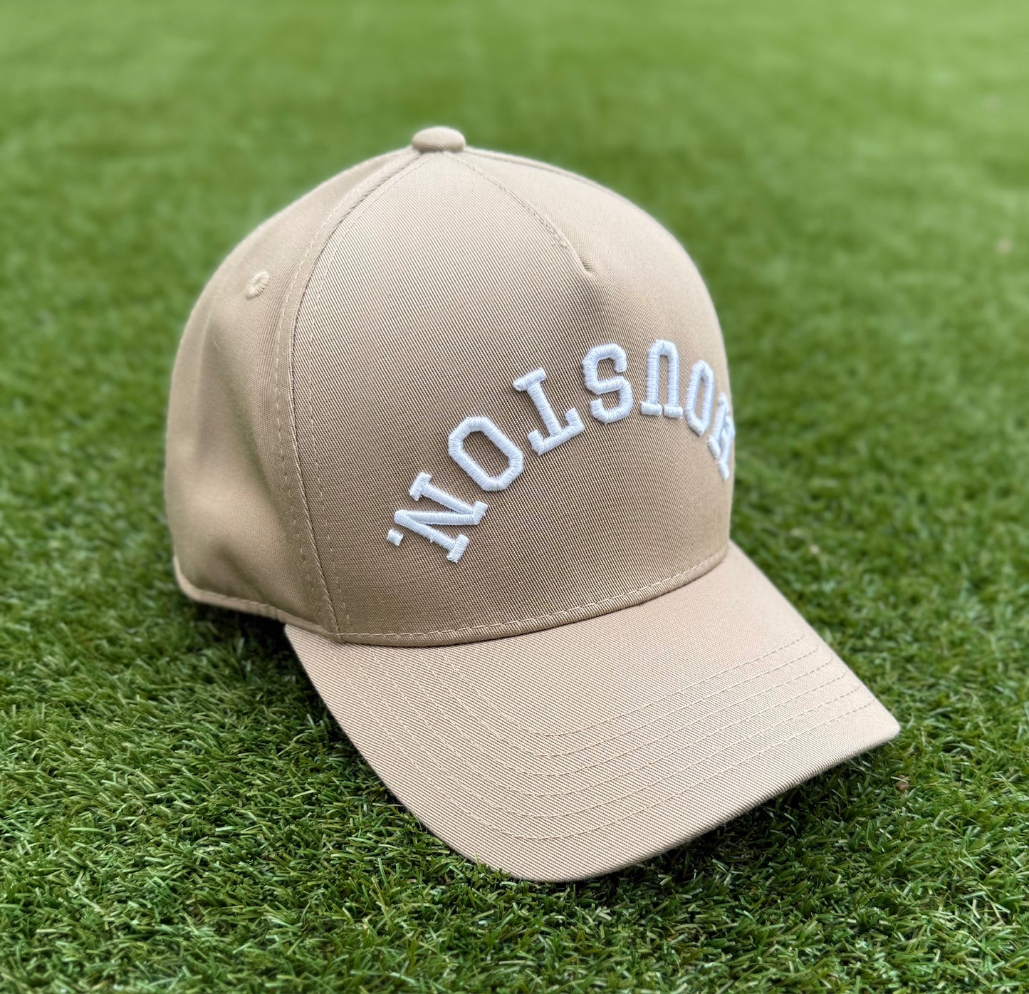 Nude with Off-White Stitching | Pre-curved Snapback