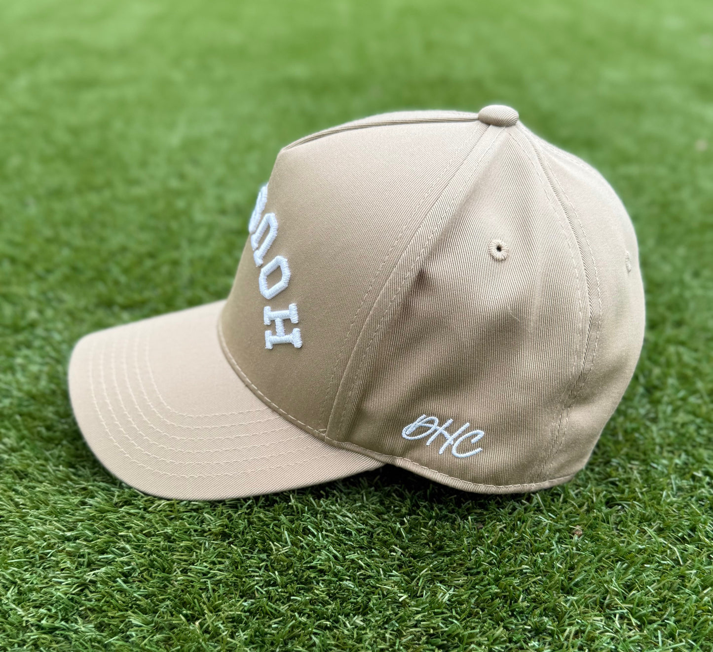 Nude with Off-White Stitching | Pre-curved Snapback